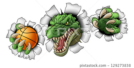 Crocodile Dinosaur Alligator Basketball Mascot 129273838