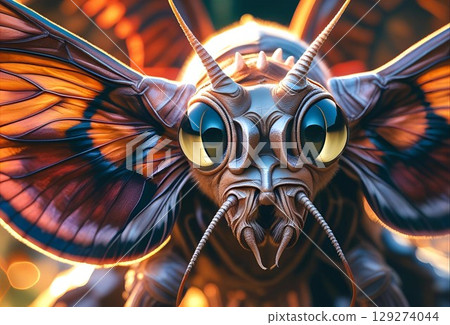 Close-up of the moth-like monster's face 129274044