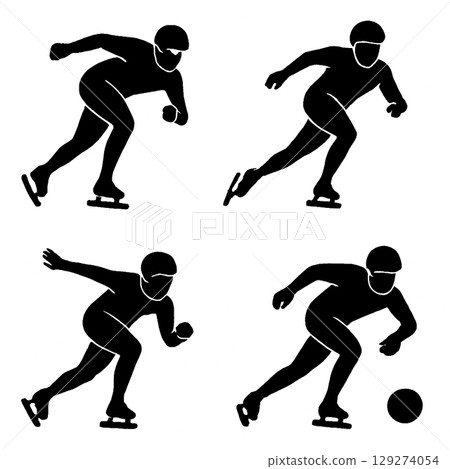 速度滑冰剪影 129274054