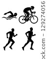 一名男子參加鐵人三項賽的輪廓 129274056