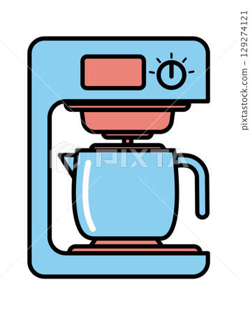 A stylish blue coffee maker sits elegantly on a clean white background, perfect for modern kitchens and coffee lovers. 129274121