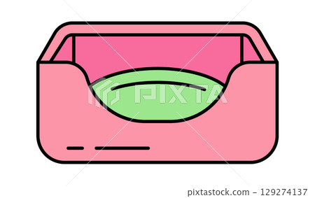 Stylish pink and green pet bed showcasing a modern, minimalist design. 129274137