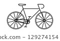 Stylized outline illustration of a bicycle showcasing its sleek design and structure. 129274154