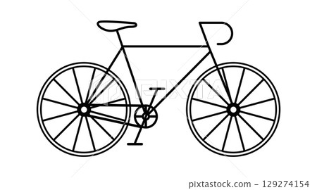 Stylized outline illustration of a bicycle showcasing its sleek design and structure. Stylized outline illustration of a bicycle showcasing its sleek design and structure. 129274154
