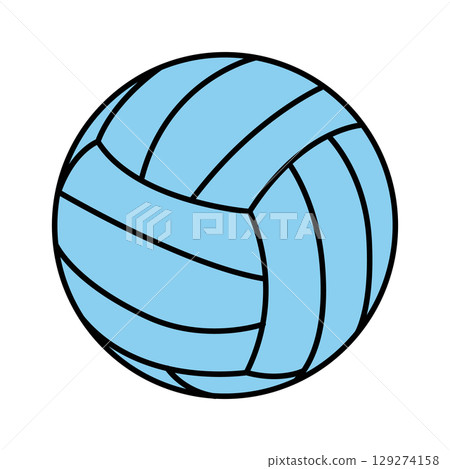 Blue volleyball with distinct stitching details, showcasing a fun and sporty design ideal for beach or indoor games. 129274158