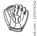 A detailed illustration of a baseball glove with a ball nestled inside, capturing the essence of the game. 129274162