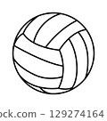 Illustration of a volleyball, featuring classic black outlines and a simple design, suitable for sports-related graphics. 129274164