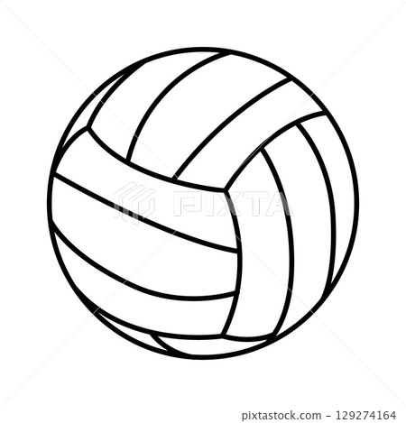 Illustration of a volleyball, featuring classic black outlines and a simple design, suitable for sports-related graphics. Illustration of a volleyball, featuring classic black outlines and a simple design, suitable for sports-related graphics. 129274164