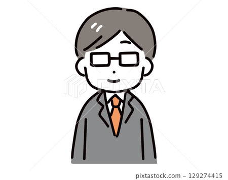 Smiling and glasses young businessman icon (front, upper body) 129274415