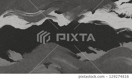 Japanese-style background material: Dynamic lines as if drawn with a brush 129274816