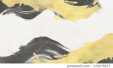 Japanese-style background material: Dynamic lines as if drawn with a brush Japanese-style background material: Dynamic lines as if drawn with a brush 129274817