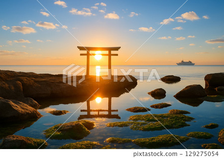 大洗磯前神社的鳥居與聖石 129275054