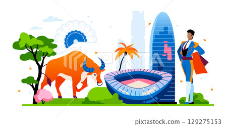 Travel to Spain - colorful flat design style illustration Travel to Spain - colorful flat design style illustration 129275153