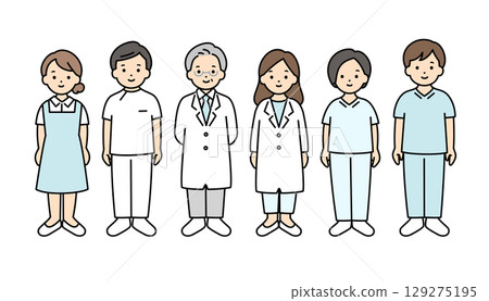 Medical workers and welfare people set, whole body 129275195