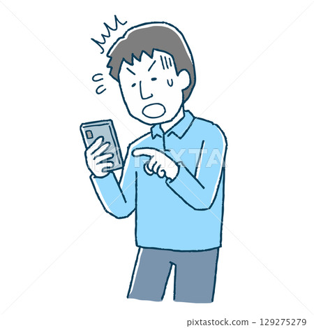 A man surprised to see a smartphone A man surprised to see a smartphone 129275279