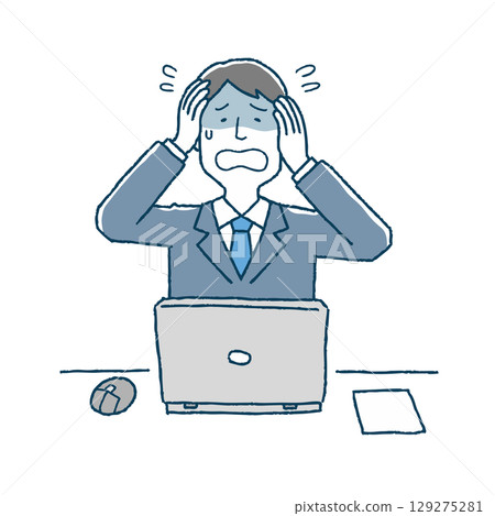 一名陷入困境的男人抱著頭 129275281