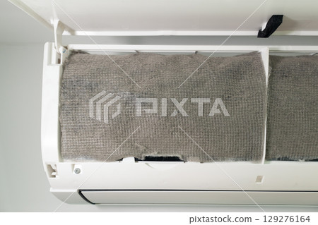 Air conditioner dust filter screen with dirty condition. Air conditioner dust filter screen with dirty condition. 129276164