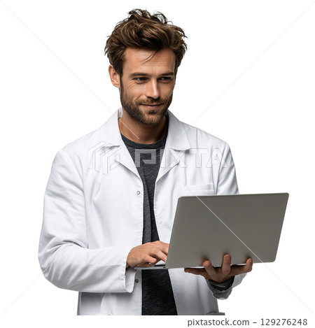 Doctor with laptop. AI-generated item Doctor with laptop. AI-generated item 129276248