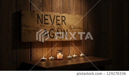 Candles in quiet corner for historical memory, a solemn memory, a sad memory 129276336