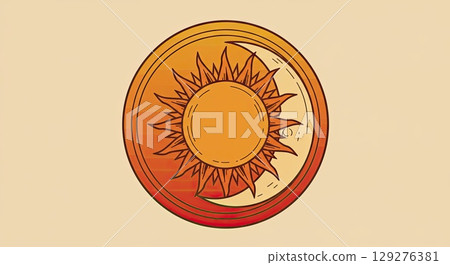 Sun and moon symbol of cosmic balance. A powerful symbol for equinox design Sun and moon symbol of cosmic balance. A powerful symbol for equinox design 129276381