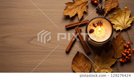 Spicy candle for cozy autumn ritual. A spiritual ritual for warm equinox 129276424