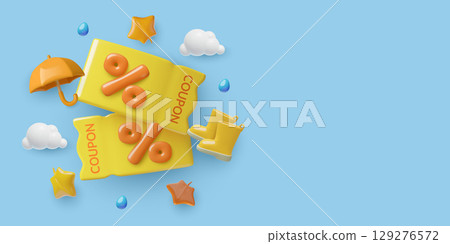 3d discount coupons sale background design with autumn weather elements 3d discount coupons sale background design with autumn weather elements 129276572