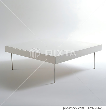 White coffee table with a metal frame 129276623