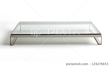 Glass table with a silver frame 129276653