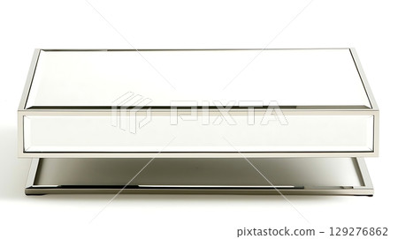White coffee table with a silver frame 129276862