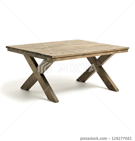 Wooden table with a cross design on it Wooden table with a cross design on it 129277081
