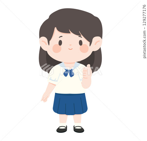 Illustration of School Girl Giving Thumbs Up 129277176