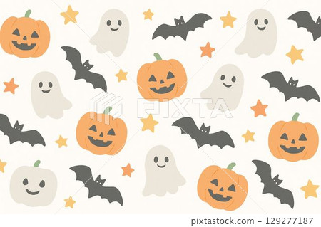 Cute Halloween set with Halloween motifs 129277187