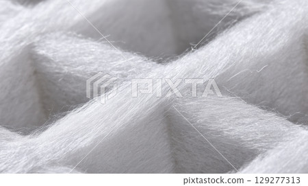 Air filter technology and innovation concept, Soft white fibers in a textured cross pattern. 129277313