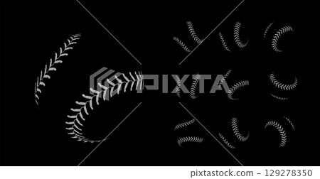 Baseball Seam Lace Collection, vector illustration 129278350