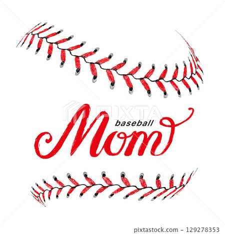 Baseball Mom Design, drawn vector illustration 129278353