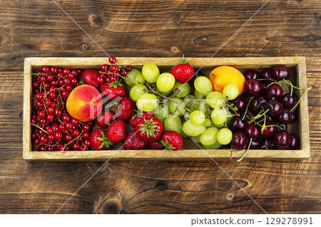 Assortment of healthy and fresh fruits. 129278991