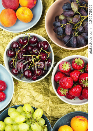 Assortment of fruits. 129278992