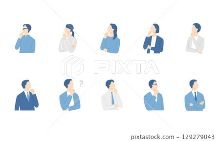 A set of thinking, troubled business people 129279043