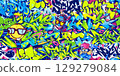 Seamless Colorful Cool Abstract Urban Style Hiphop Graffiti Street Art Vector Background Template 129279084