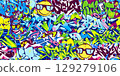 Seamless Colorful Modern Abstract Urban Style Hiphop Graffiti Street Art Vector Background Template 129279106