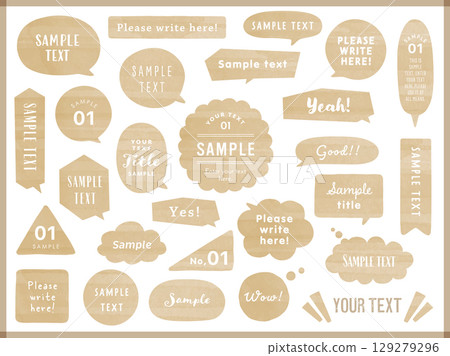 Speech bubble set - Kraft paper style 129279296