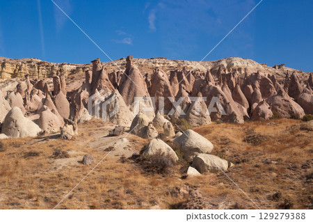 beautiful mountain scenery in the city Cappadocia in Turkey 129279388