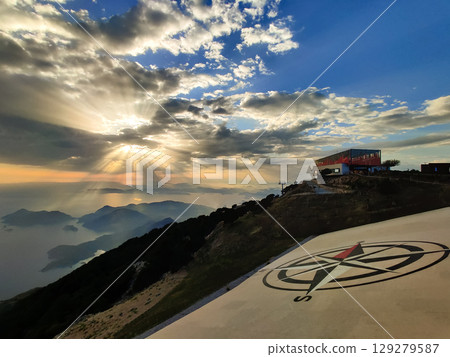 beautiful landscape from babadag mountain to Oludeniz beach in Turkey 129279587
