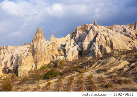 beautiful mountain scenery in the city Cappadocia in Turkey 129279631