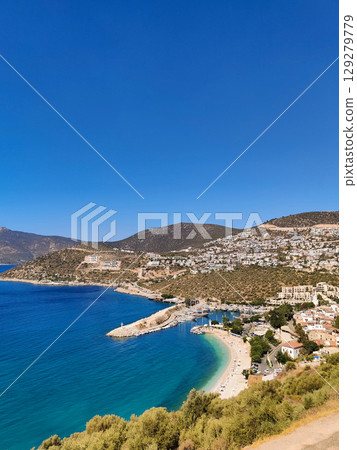 beautiful landscape of the beach in the city of Kalkan in Turkey 129279779
