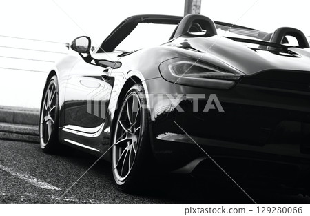 Glossy black open car Glossy black open car 129280066