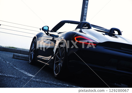 Glossy black open car 129280067