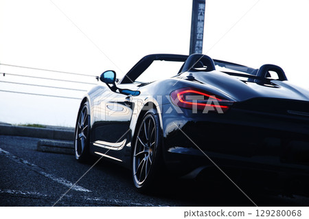 Glossy black open car 129280068