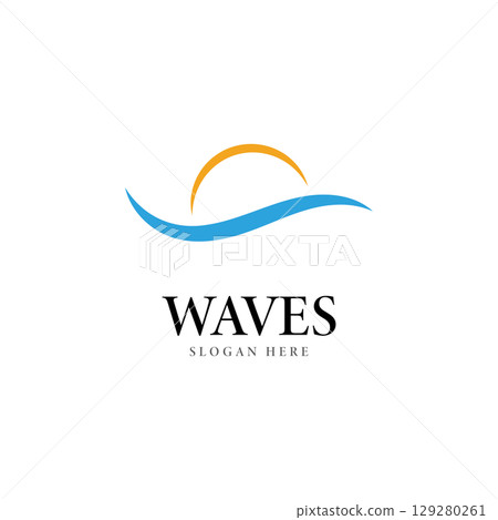 wave logo vector template illustration icon 129280261