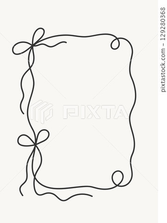 Elegant ribbon frame outline. Minimalist hand drawn frame with bows and swirls. 129280368